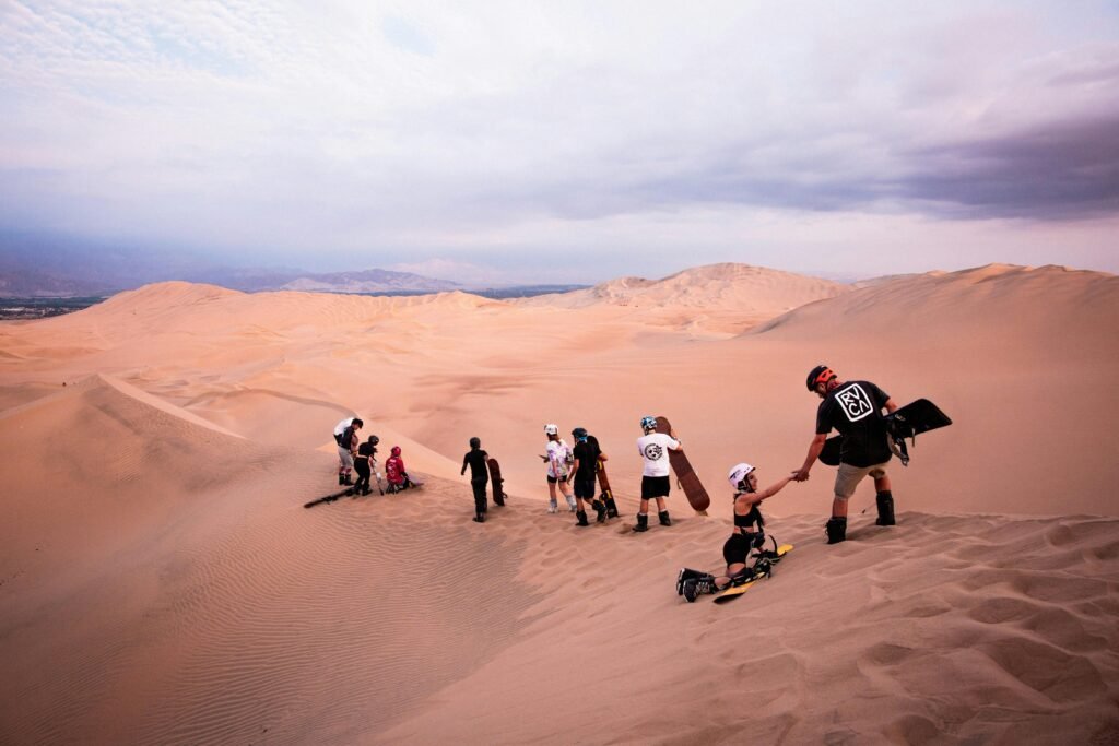 sandboarding in desert